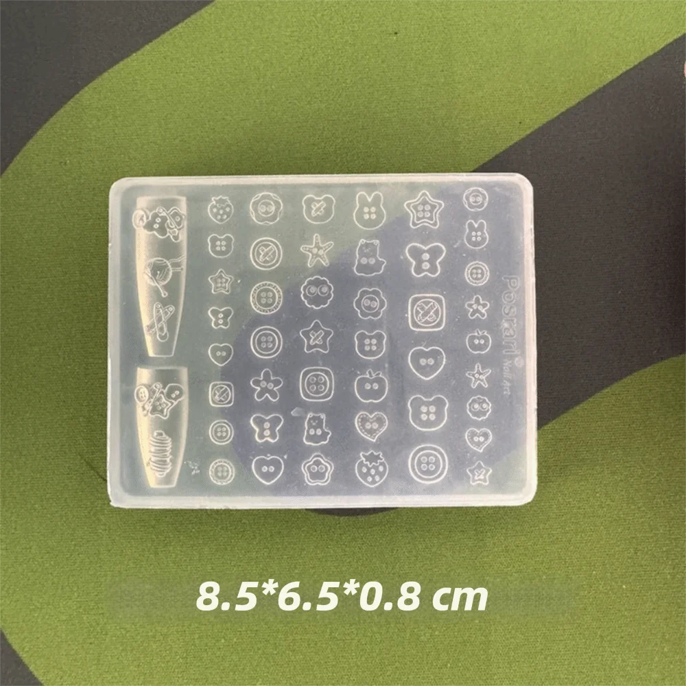 Silicone 3D Nail Art Craft Mold Flexible Non-Stick Nail Art Template Reusable Translucent Clear Nail Charm Mold Nail Salon Use