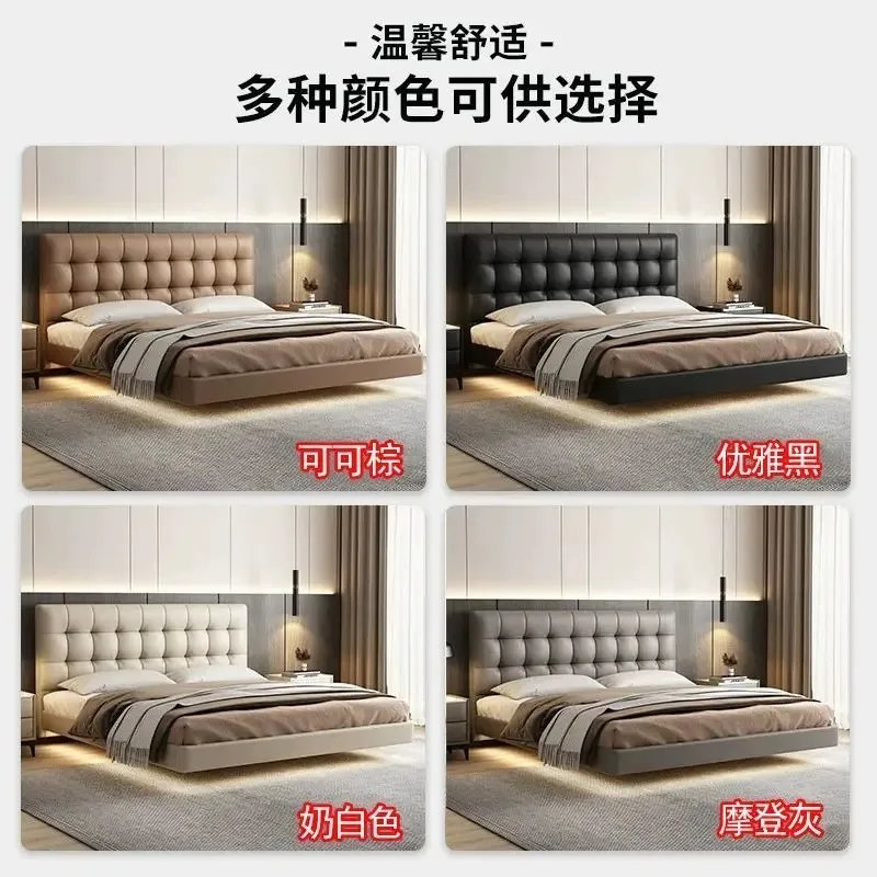 Italian minimalist leather double bed