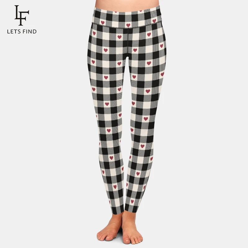 LETSFIND-mallas con estampado de corazón para mujer, Leggings con estampado de corazón, alta calidad, alta elasticidad, 230gsm, seda de leche