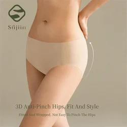 SUJIIN-bragas invisibles sin costuras para mujer, ropa interior femenina de cintura media 5A, transpirable, antibacteriana, que absorbe la humedad, N185