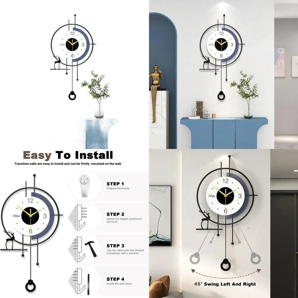 

Modern 25 Silent Pendulum Wall Clock, Battery-Powered for Stylish Home Decor in Living Room, Office, Bedroom, Kitchen