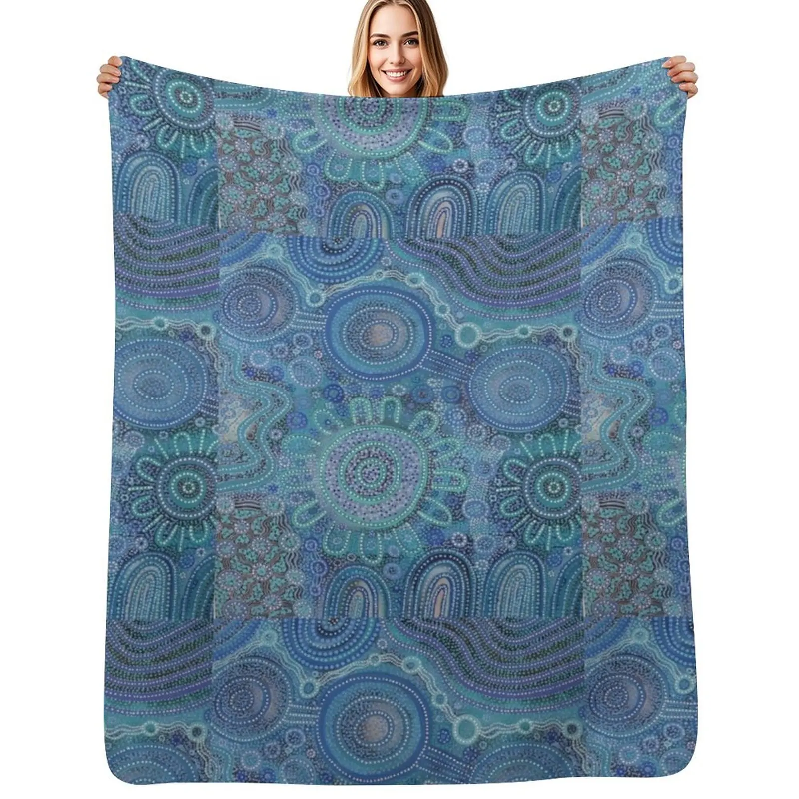 Family gathering at the beach Throw Blanket Machine Washable Soft Warm Blanket