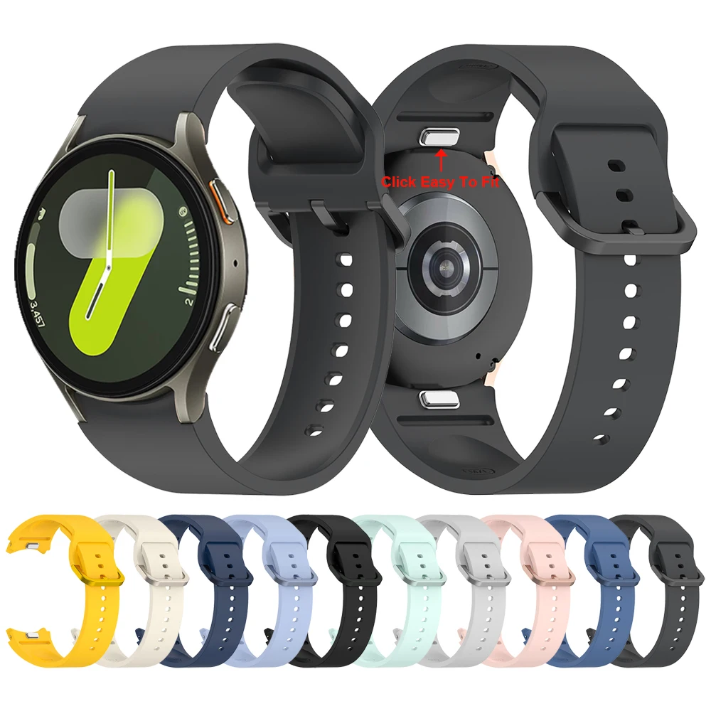 

Click Easy To Fit Band For Samsung Galaxy Watch 7 4 44Mm/5 Pro 45Mm/6 Classic 47Mm 43Mm/FE 40Mm Silicone Strap Official Style