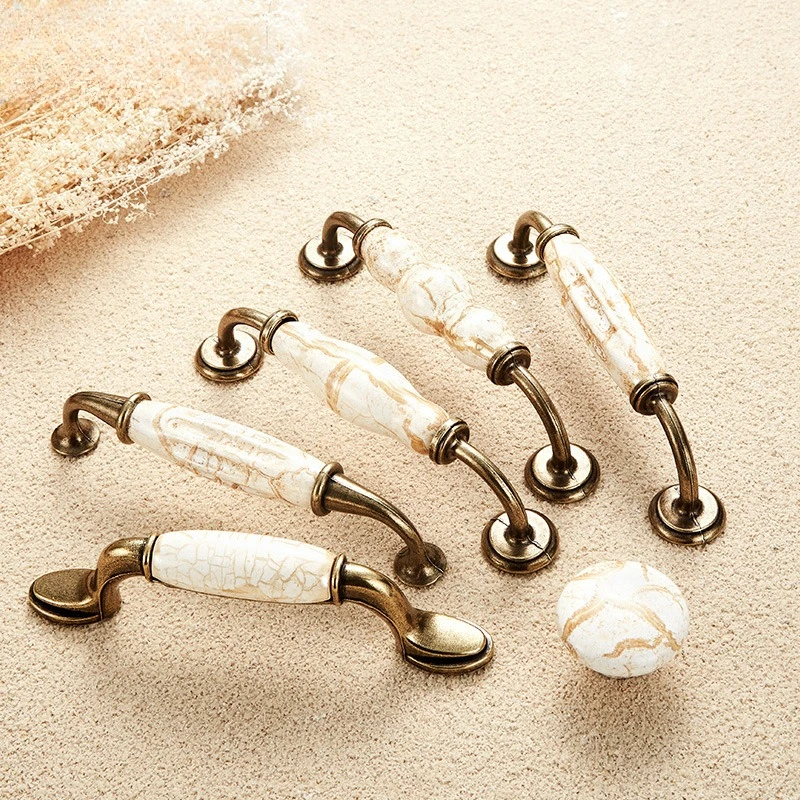 Marble Series Ceramic Cabinet Handles Cabinet Pulls Drawer Knobs Wardrobe Door Handles Furniture Handle