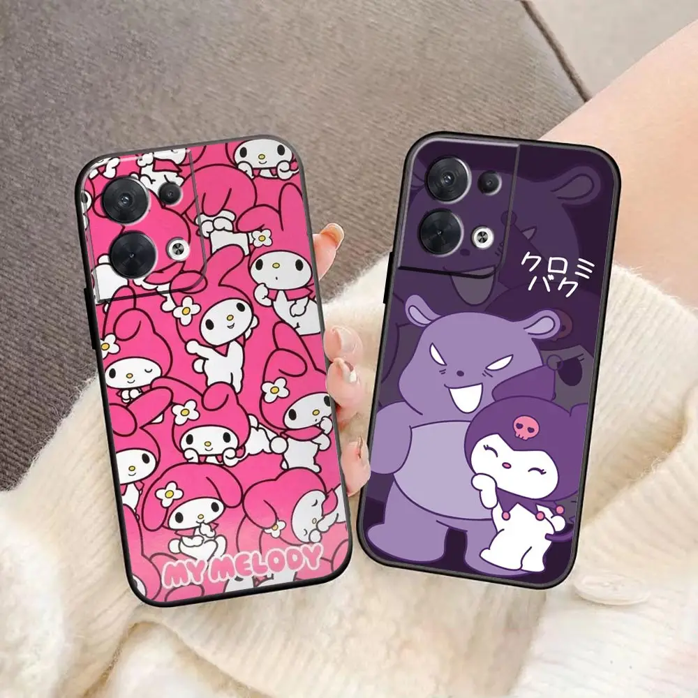 Cat K-Kuromi M-Melody Phone Case For OPPO FIND X5 X3 X6 RENO 10 8 7 7Z 2Z 6 5 4 Lite Pro Plus Case Funda Coque Shell Capa Cover