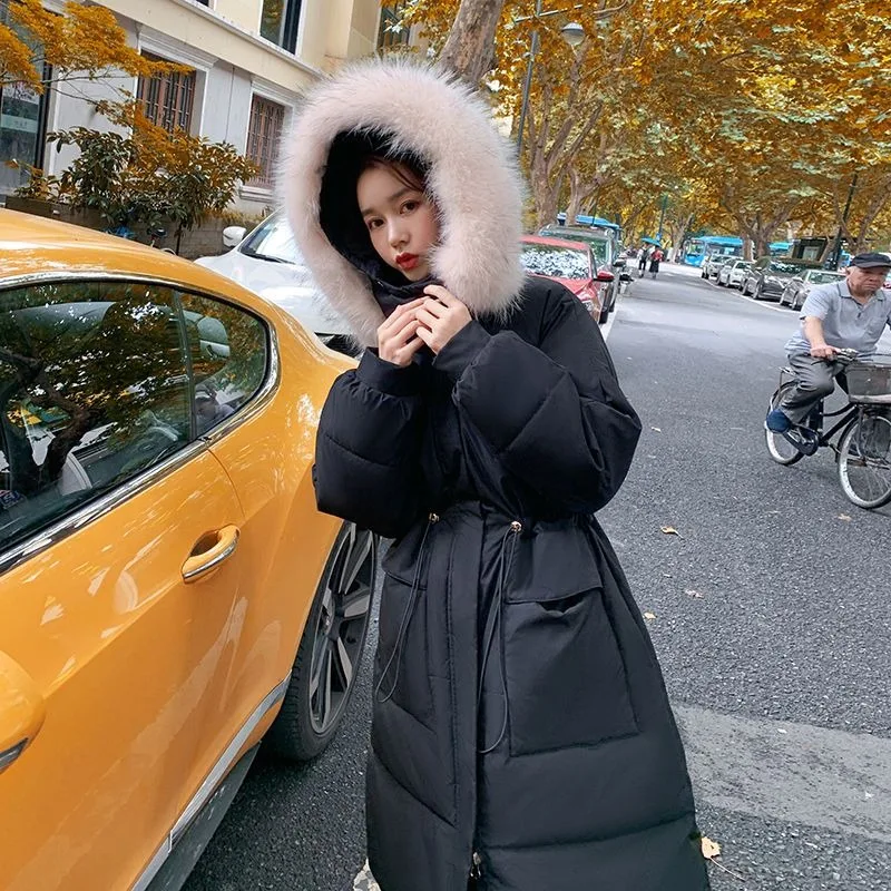 2023 New Large Size Style Added Cashmere Thick Pie To Overcome Women Long  Autumn Winter Coat Waist Cotton-padded Jacket Woman