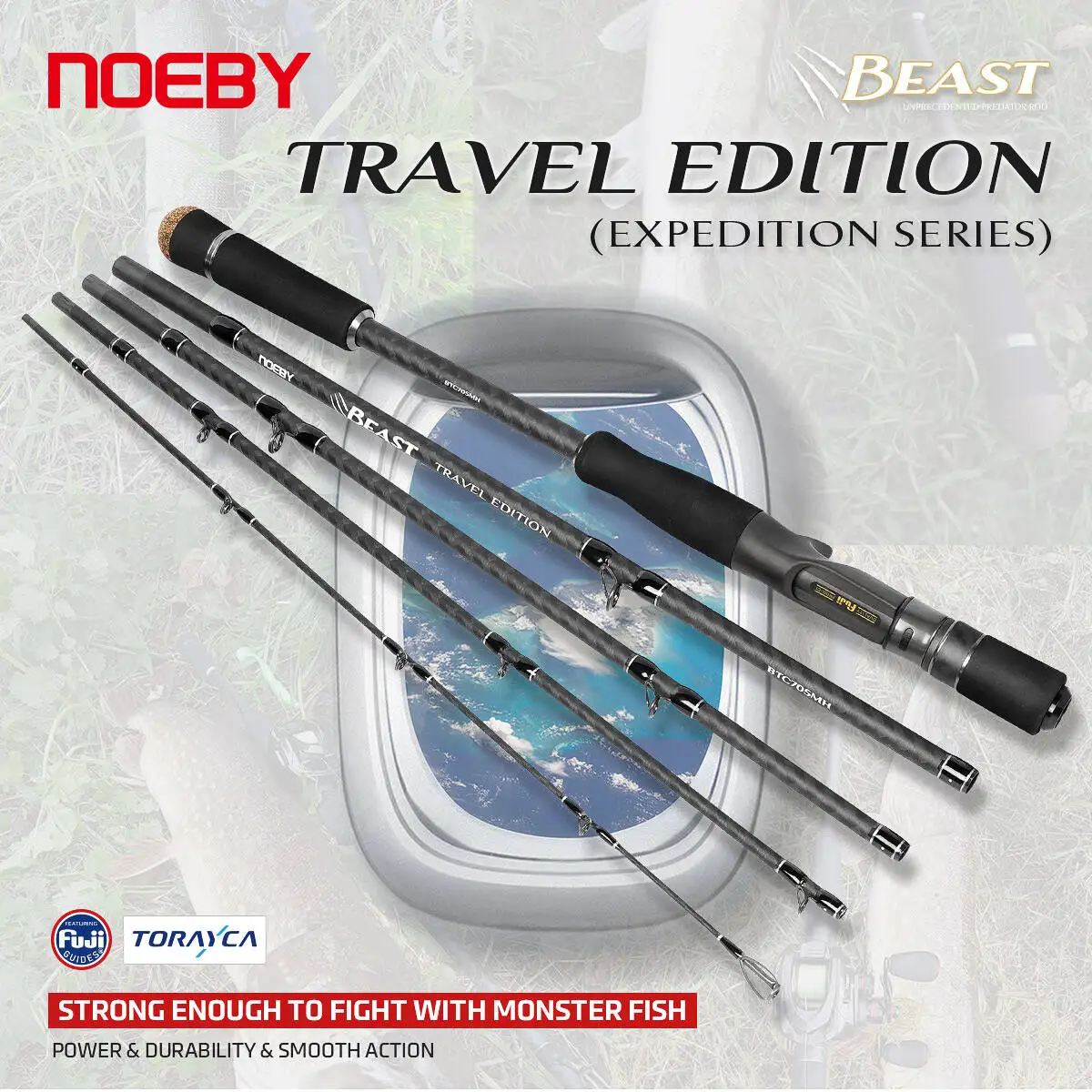 

Noeby 1.83m 2.13m 5 sections Beast Travel Edition Fishing Rod 9kg Drag Fuji Parts Saltwater Freshwater Rod for Bass Perch Rods