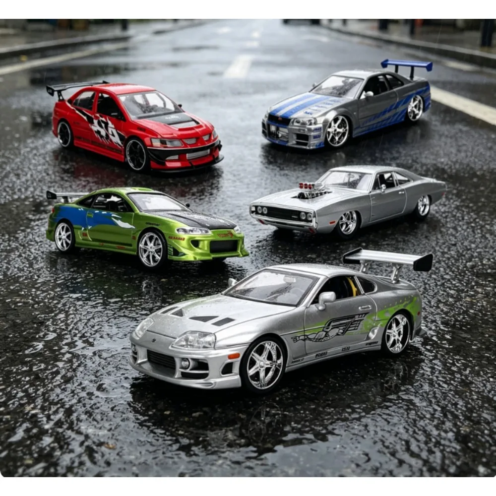

Jada 1:24 Fast & Furious 25th Anniversary Mitsubishi EVO Nissan GTR Diecast Alloy Model Car, Toy Gift for Kids Collectors