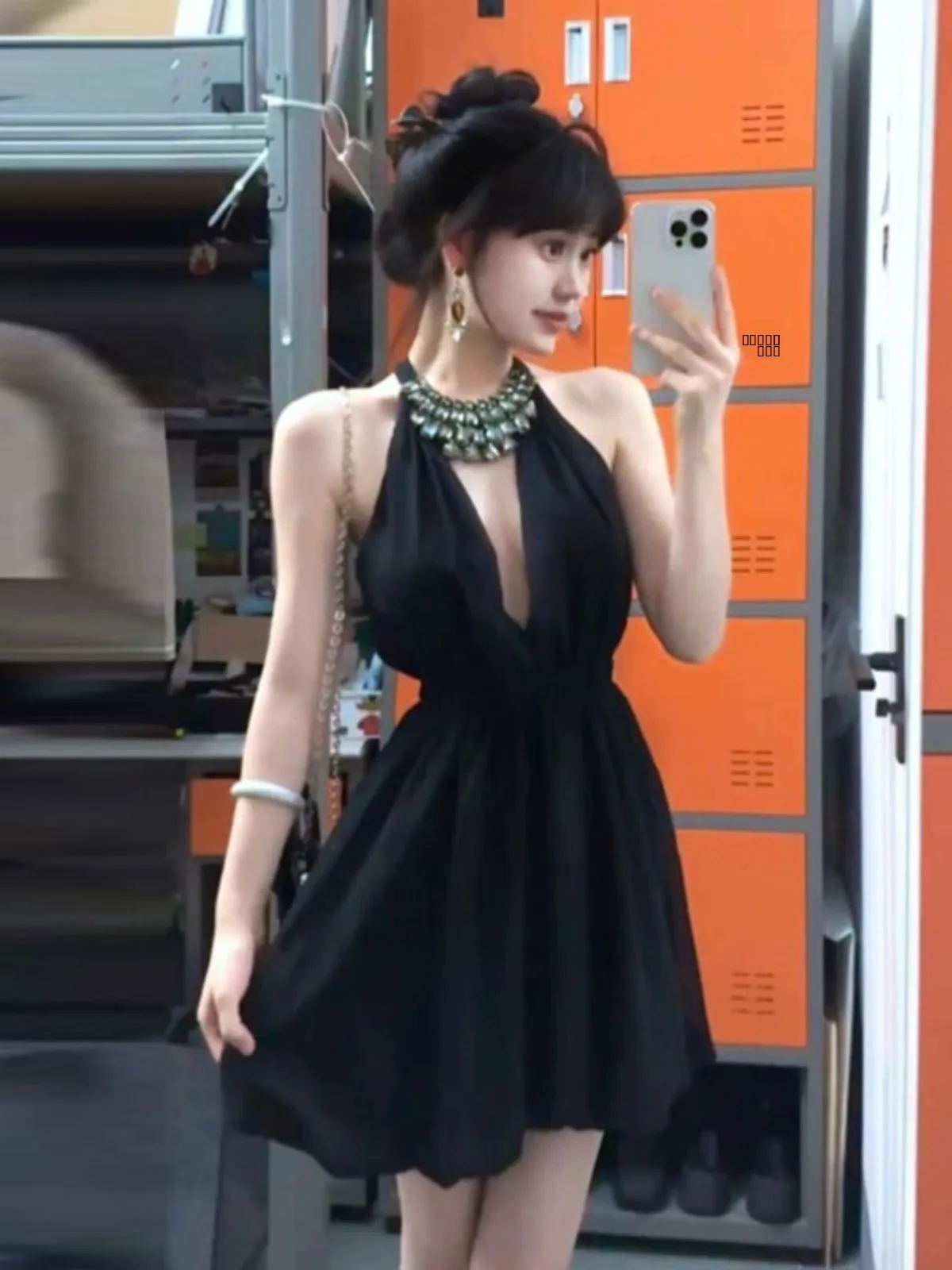 

loween Sexy Bla Dr oulder Bared Ne Hanging Unique Exquisite French Sle High Waist A-Line Dr for Women