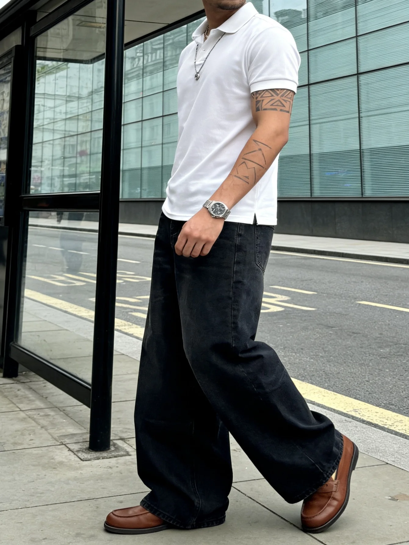 

Мужские широкие джинсы в стиле ретро Y2K, минималистичные брюки для повседневных встреч, аксессуары в комплект не входят