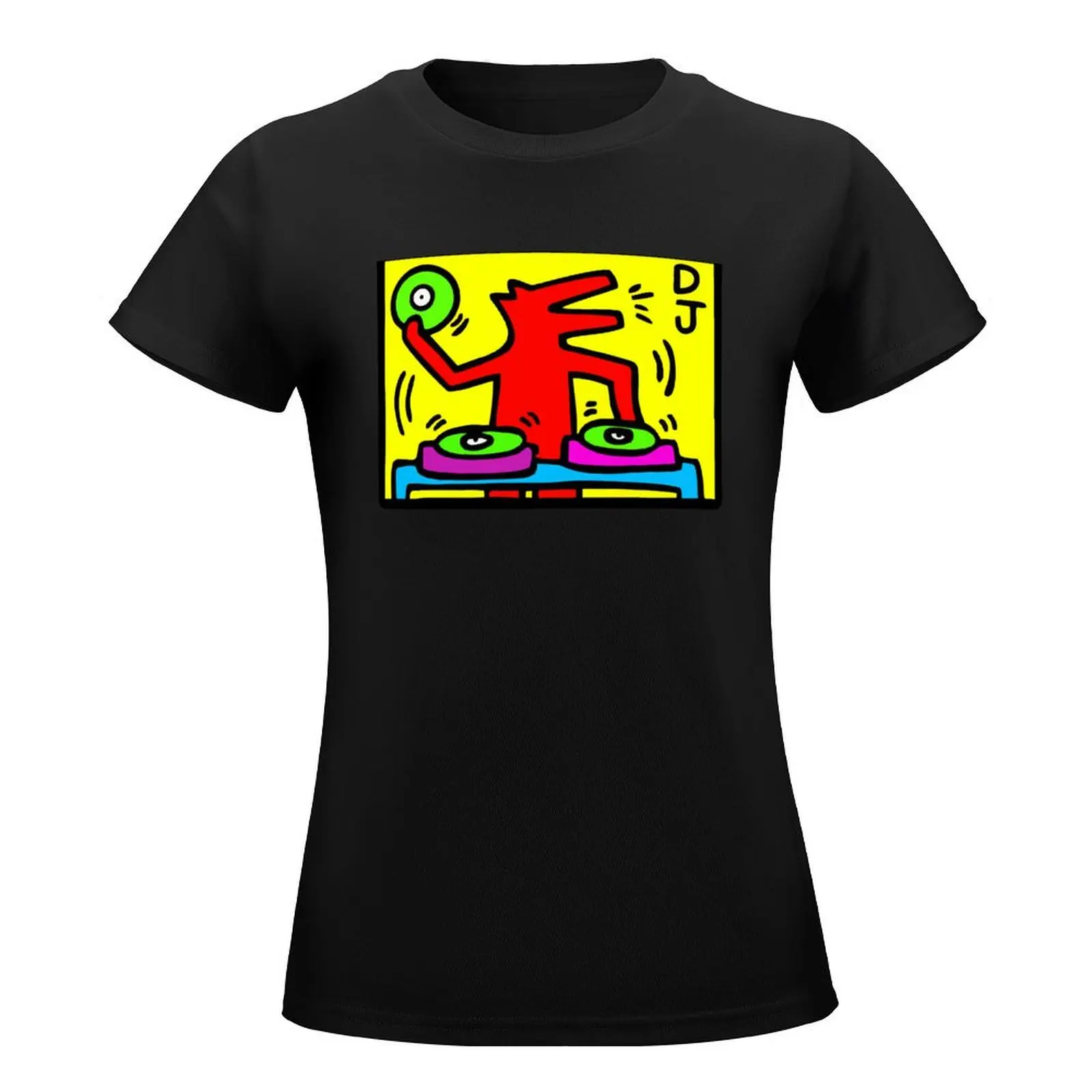 Kei.th Ha.ring - D.J19.88Talking HeadsAb.stractPop Art Active T-Shirt Short sleeve tee shirts graphic tees clothes for Women