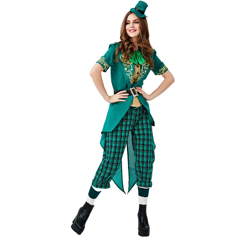 St. Patrick's Carnival Cosplay Costume Family Green Clothes Suit Halloween Party Stage Performance Outfits for Adult Women