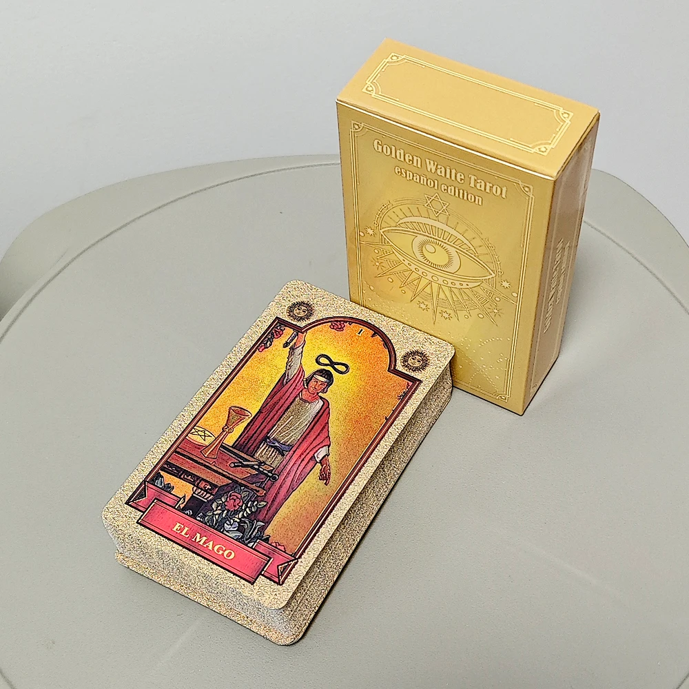 

10.3*6cm Golden Waite Tarot Spanish Language Español 78 Pcs Tarot Cards Pocket Edition
