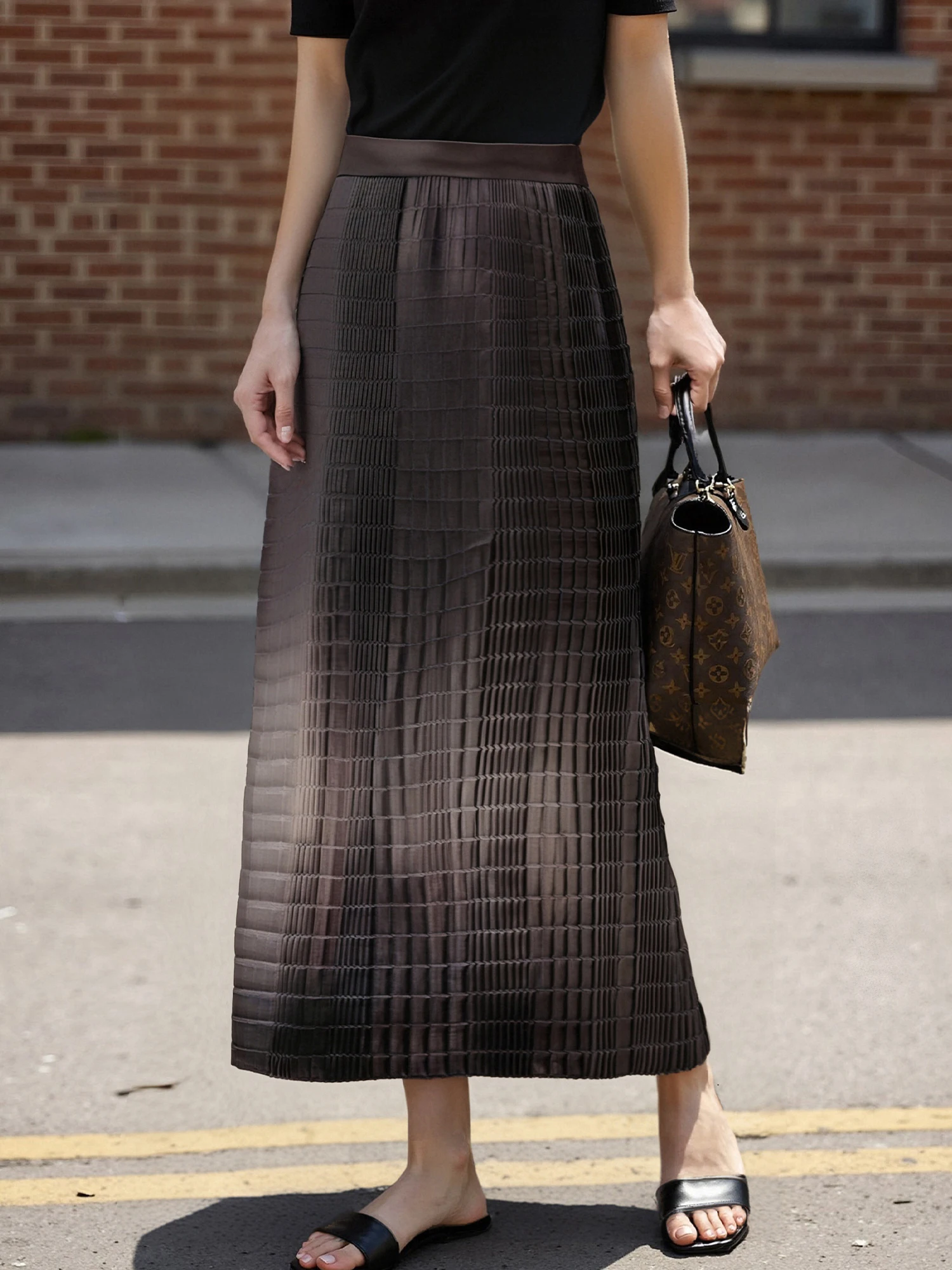 

High Waist A-Line Skirt Floral Print Vintage adient Design Women's Faion plus Size Chivirin Polyester Spandex Skirts