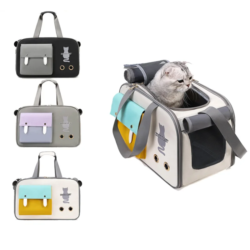 

Breathable Cat Carrier Portable Pet Cat Carrier Bag Transport Travel Mesh Large space Soft Tote Bag for Kitty Small dog