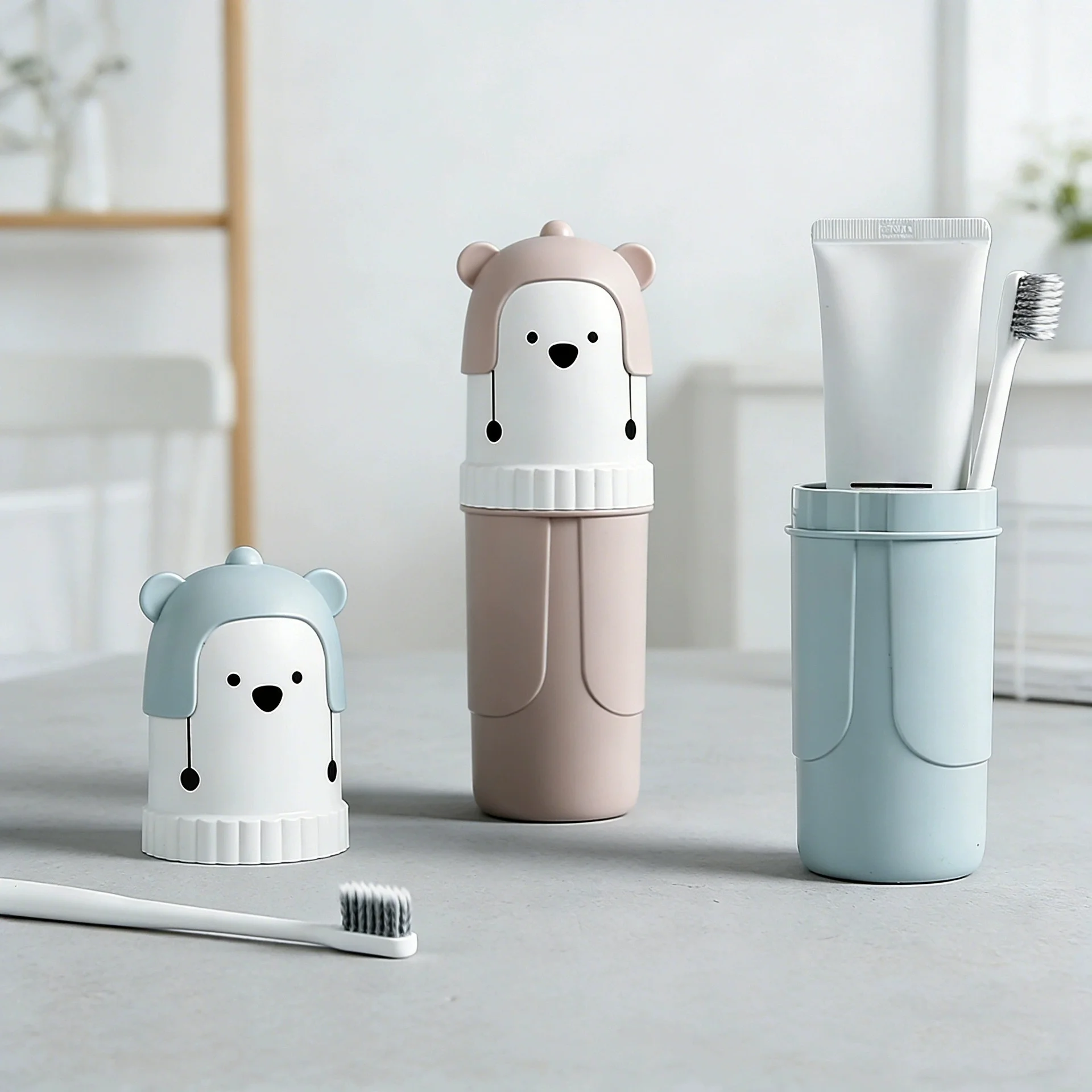 Cute Portable Toothbrush Holder Box Travel Toothbrush Cup Mouthwash Cup Toothpaste Storage Container Bathroom Outdoor Supplies