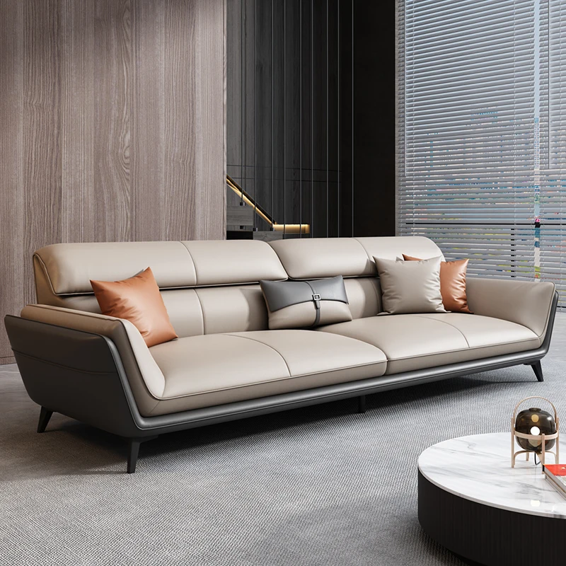 Nordic contrast leather office sofa coffee table combination suit business reception office reception for three people.