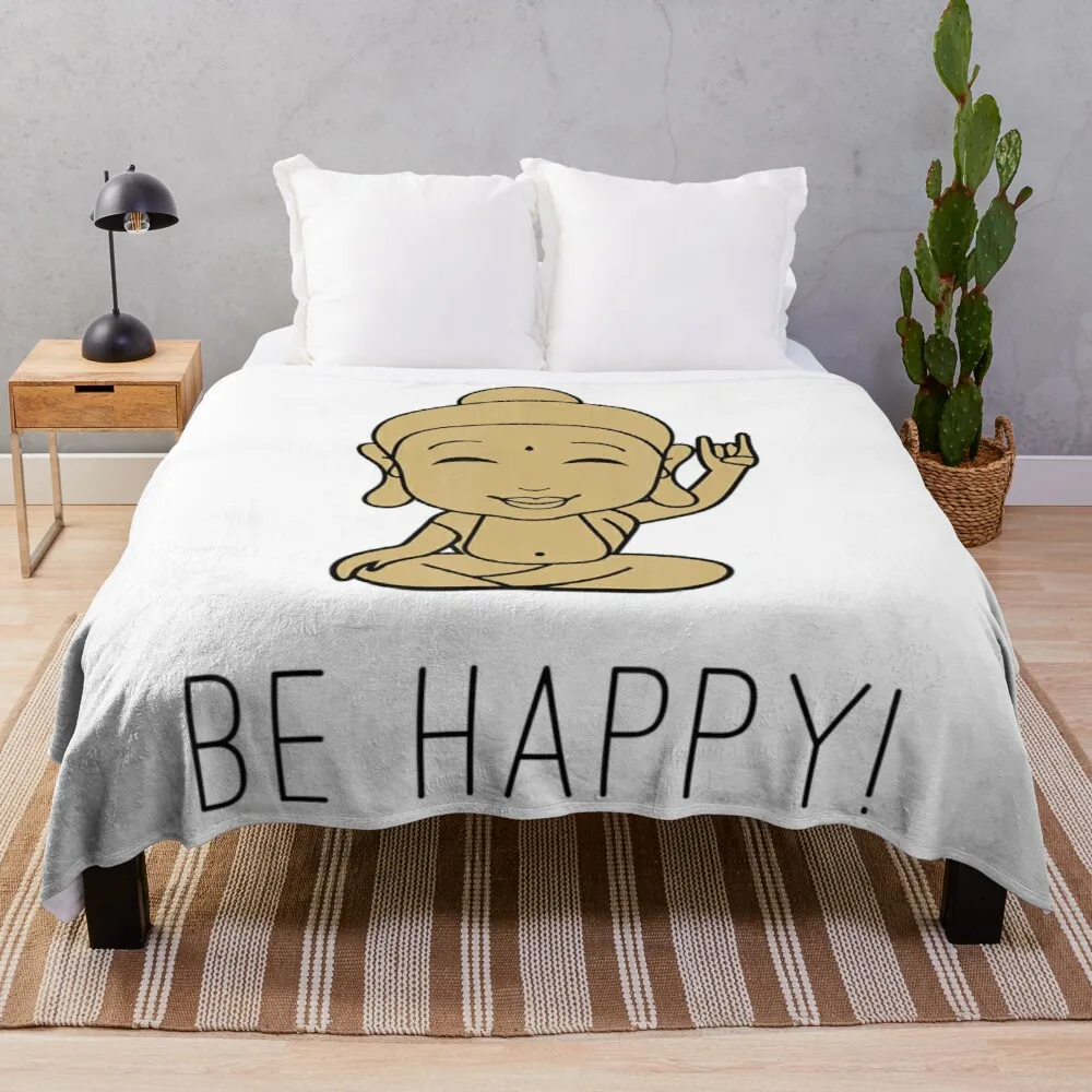 

Be Happy Laughing Buddha Yoga Meditation Throw Blanket Beach Blanket