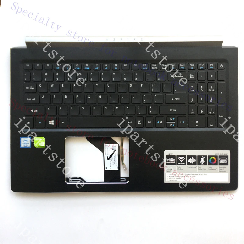 A+  For Acer Aspire 5 A515-51 A515-51G Palmrest & Backlit Keyboard 6B.GS1N2.001