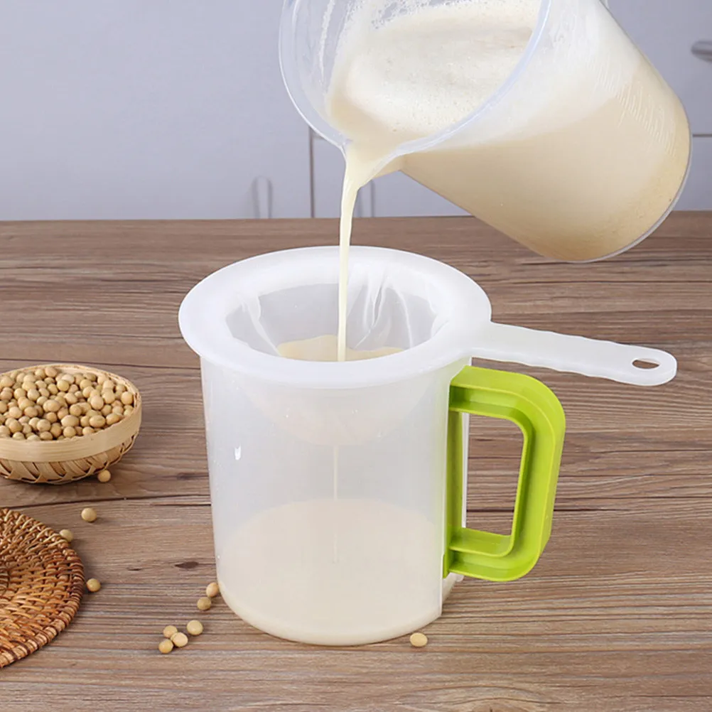 Conjunto de 4 Peças: Filtro para Leite de Soja 1.5L, Saco Coador para Leite Vegetal, Haste de Prensagem Alternativa e Escova para Coar Iogurte, Kefir e Suco - Fácil de Usar