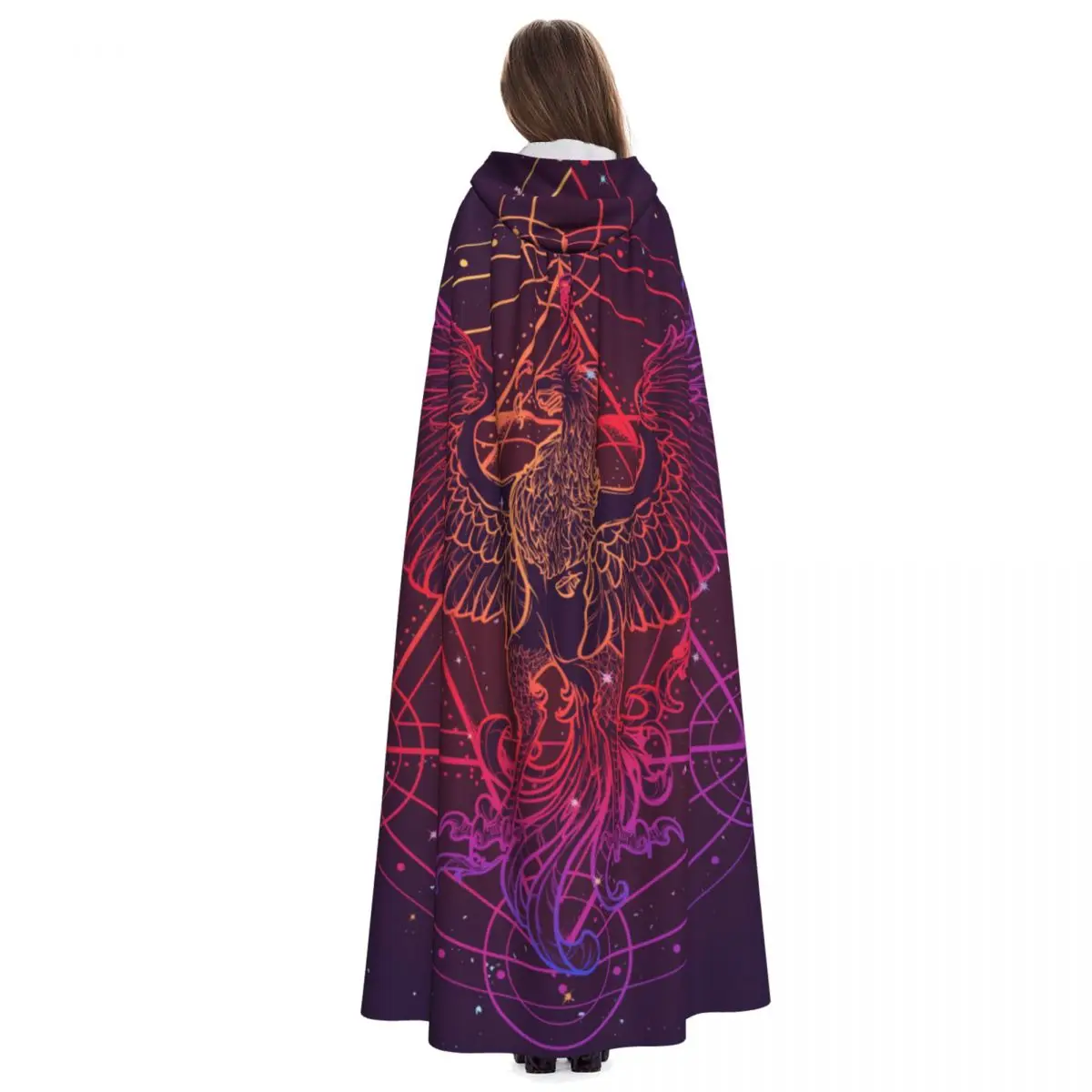 Hooded Cloak Unisex Cloak with Hood Cloak Cosplay Costume Colorful Phoenix