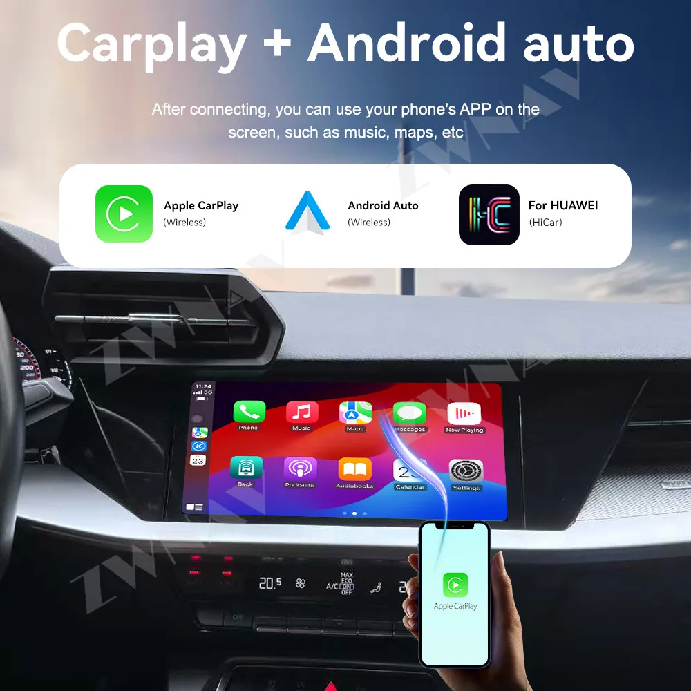 10.1 inch Touch Screen Carplay For Audi A3L 2021-2025 Android 13 GPS Navigation BT WIFI 4G Car Multimedia Player Androidauto