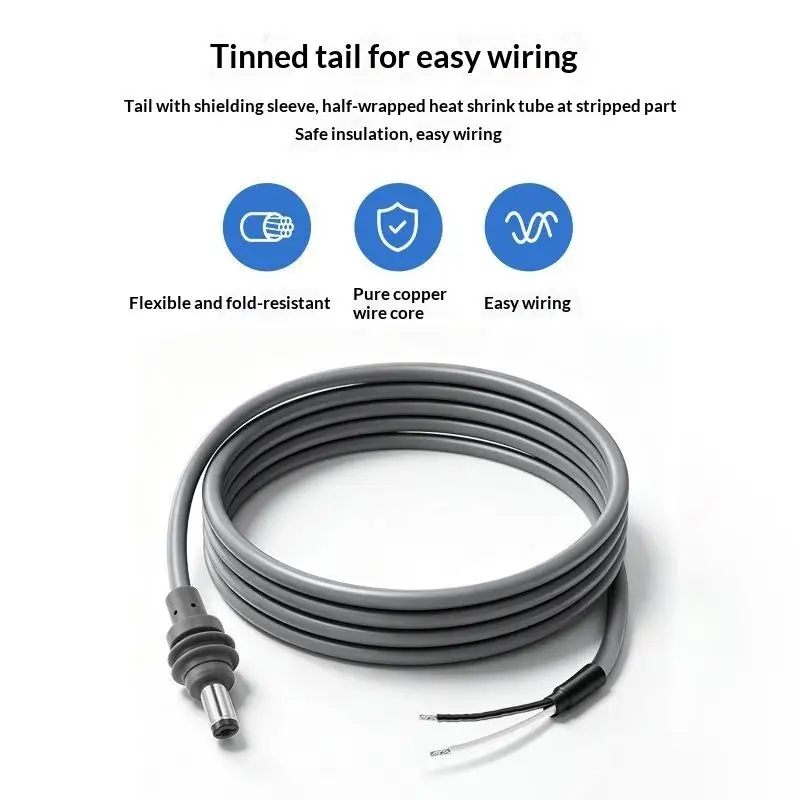 【C】KebaoLong Mini DC5521 Power Cable Shielded Anti Interference Stable For Electronic DIY Wiring Repair