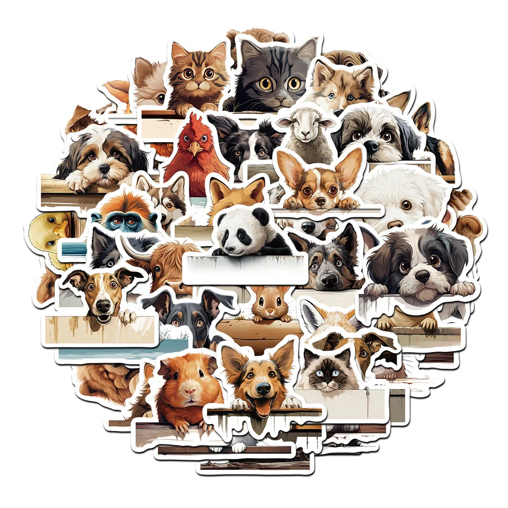 10/30/60Pcs Cute cartoon animal avatar stickers For Suitcase Skateboard Laptop Luggage Phone Styling DIY Decal