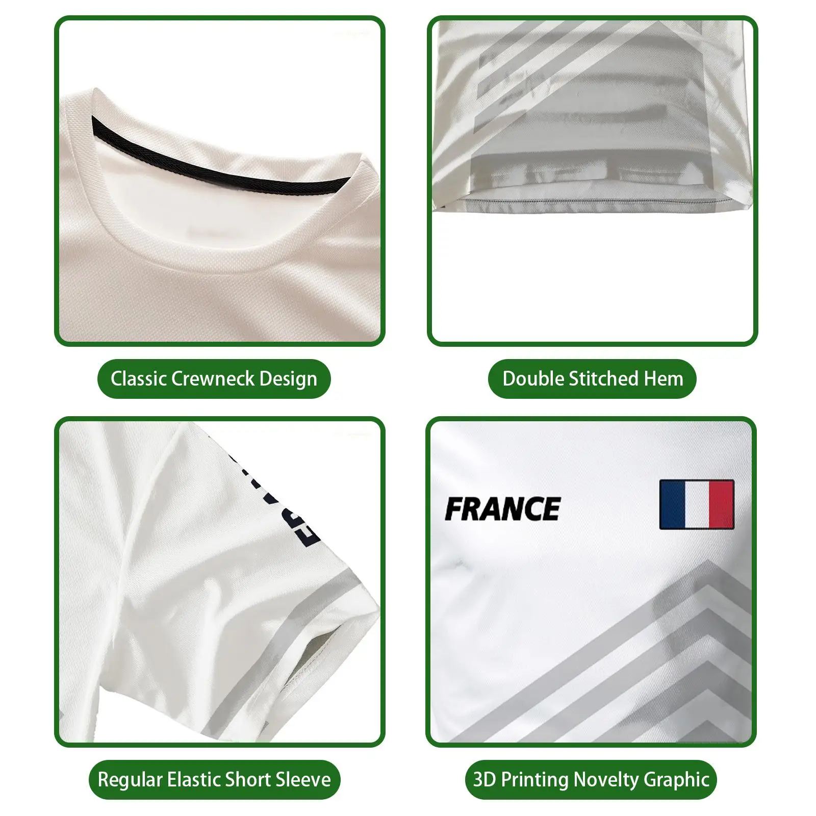 French Flag Print Running T-shirt Men's Outdoor Sports Breathable Quick-drying Jersey Summer Casual Short-sleeved Crew Neck Top