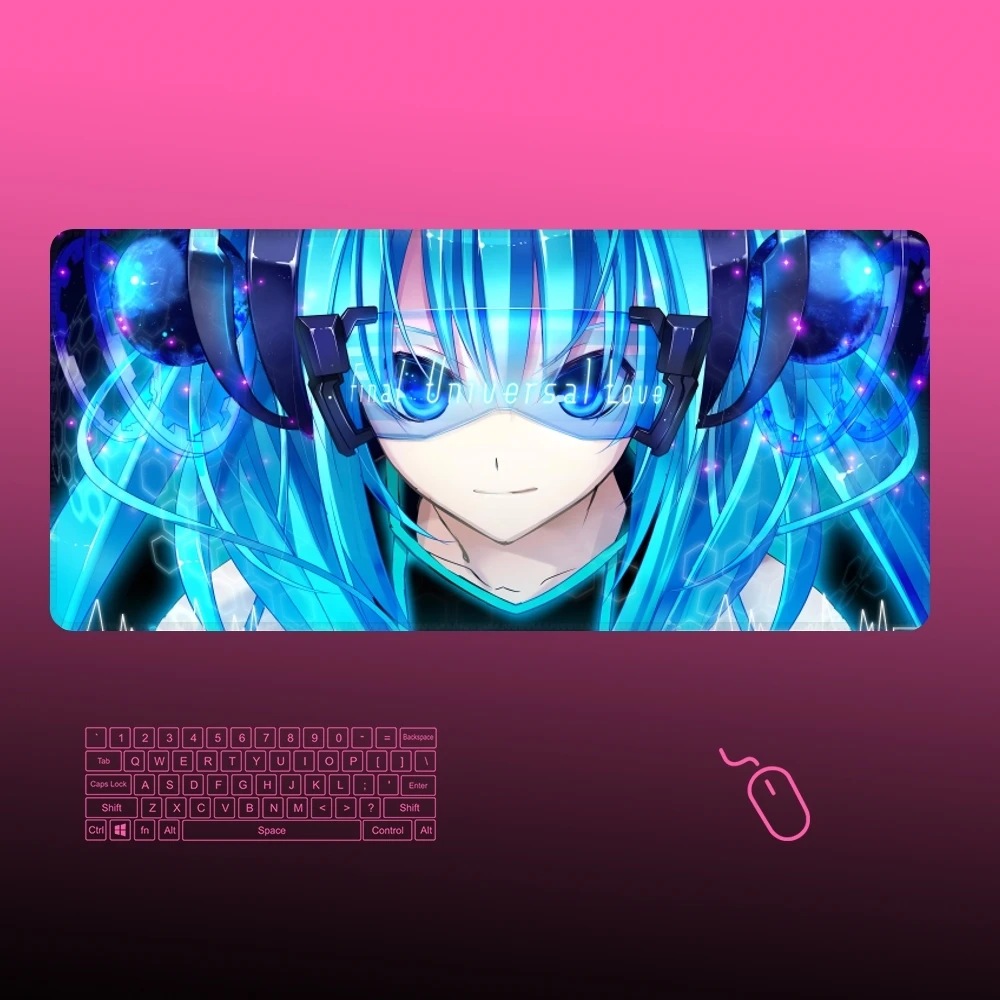 HatsuneS M-MikuS Mouse Pad Gamer Large Rubber Art Gaming Mouse Pad Locking Edge Keyboard Big Computer Mousepad Laptop Desk Mat