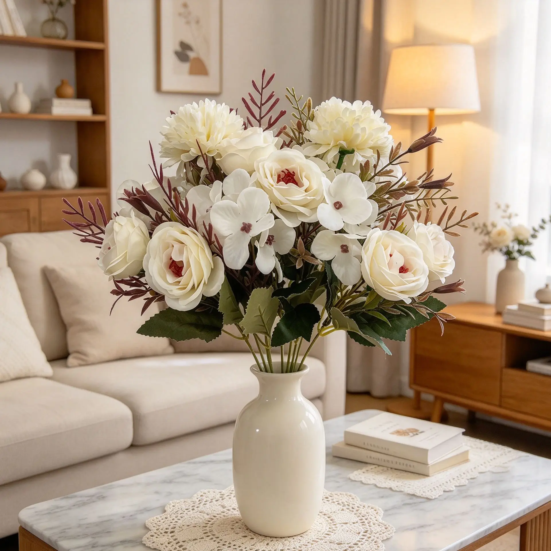 3/5 Pcs Silk Artificial Flowers White Roses Wedding Outdoor Home Table Holiday Decorations Bridal Bouquets Crafts Scrapbook DIY