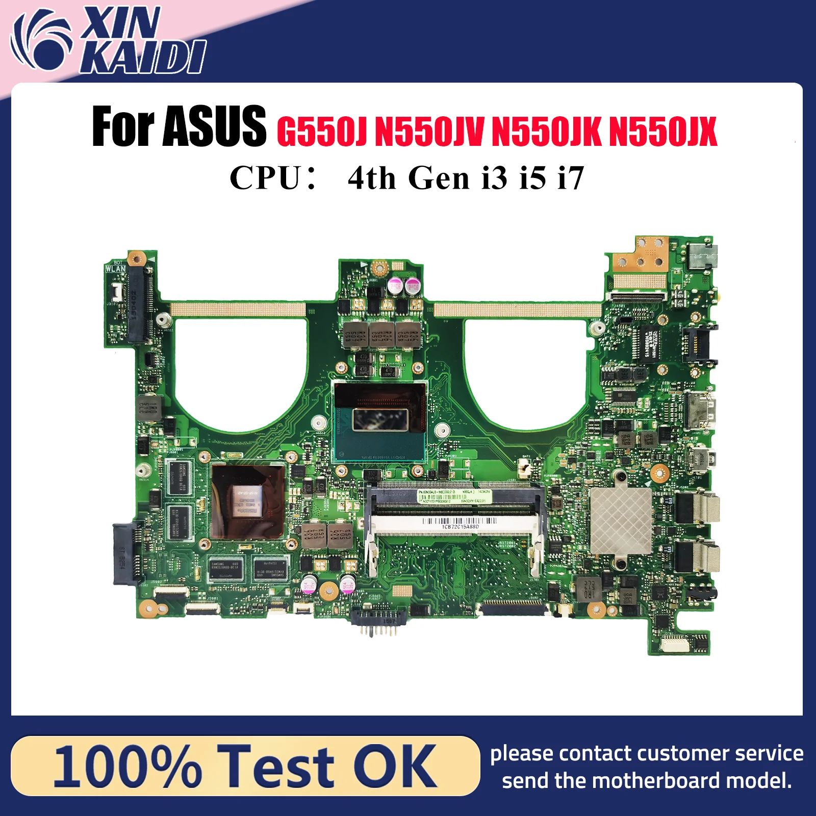 

N550JV Laptop Motherboard For ASUS ROG N550J G550J N550JX N550JK N550JV Notebook Mainboard With i3 i5 i7 CPU 100% tests OK stk