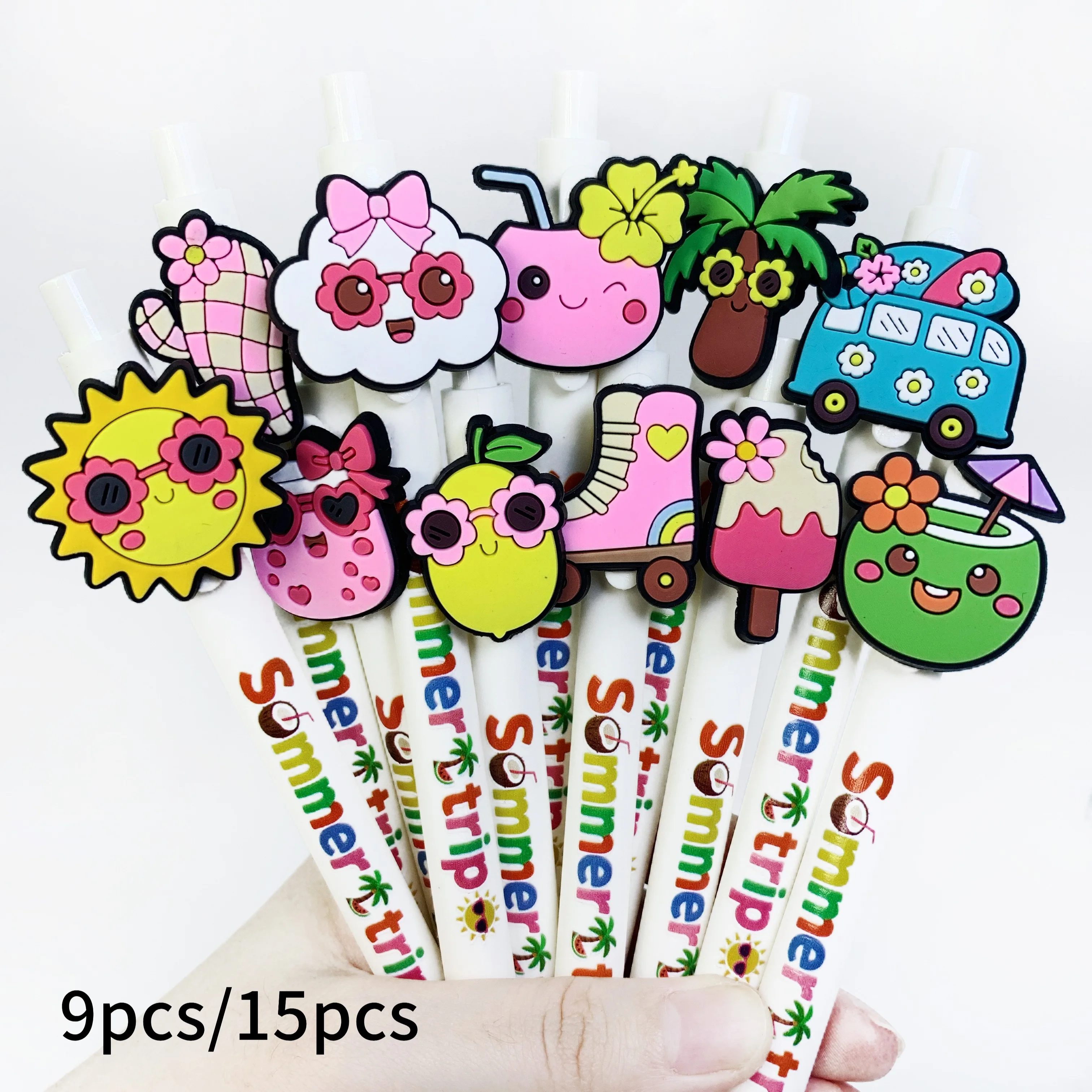 

9 шт./15 шт. белые шариковые ручки серии для летних каникул, креативные ручки в форме кокоса для студентов-идеальные подарочные ручки