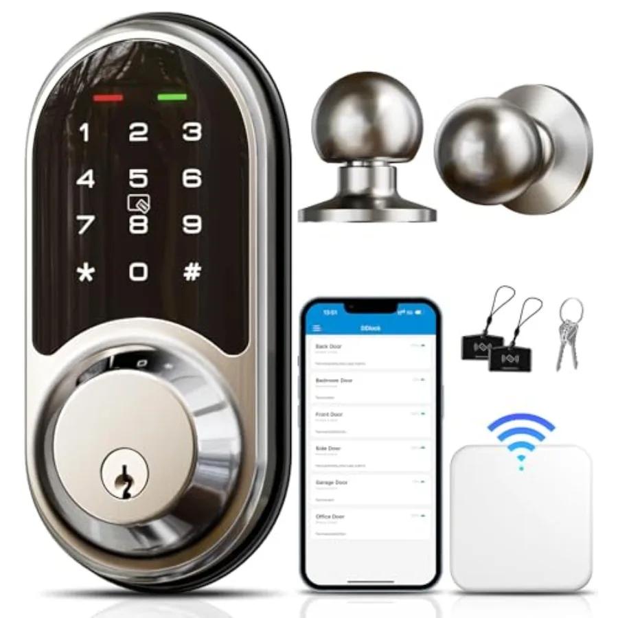 

Умный дверной замок RZ06C-G2 с Wi-Fi и комплектом ручек, цвет сатиновый никель