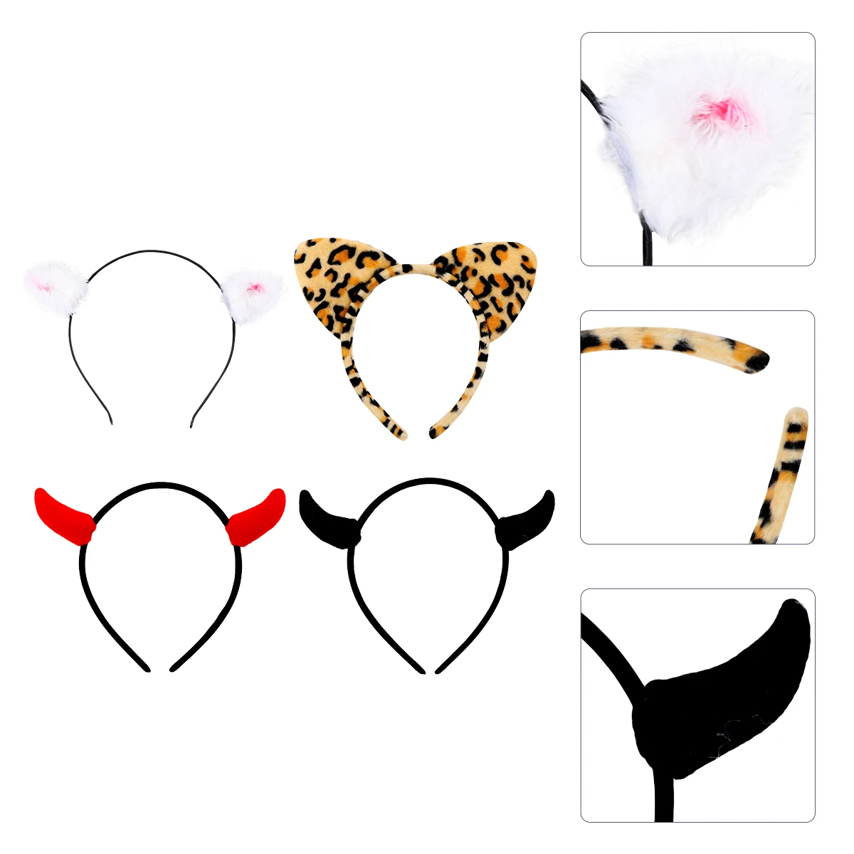 

4pcs Hoop Exquisite Craft Party Horn Headband For Hair Hoop Christmas Cosplay Masquerade Stage Performance Gift