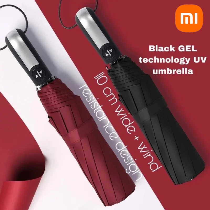 Ombrello pieghevole automatico portatile Xiaomi ombrello antivento forte a dieci ossa pioggia impermeabile di alta qualità donna uomo 10 costole