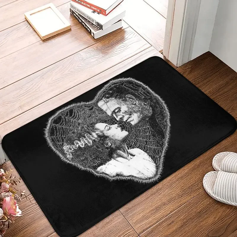 Custom Bride Of Frankenstein Kiss Doormat Anti-Slip Entrance Floor Door Mats Science Fiction Horror Film Room Rug Carpet Footpad