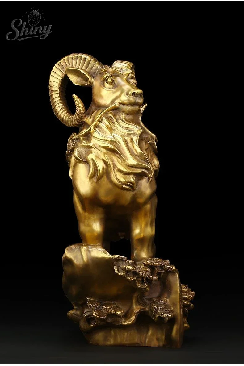 21cm Copper Sheep Ornaments Money Sheep Zodiac Three Yang Kai Tai Gifts Home Living Sculptures Statues for Decoration Home Decor