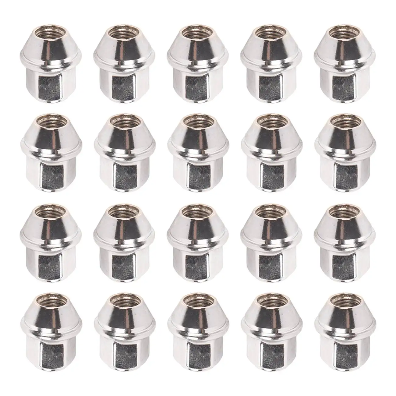 20pc White Lug Nuts Bulge Acorn M12x1.5 Chrome 3/4 Hex