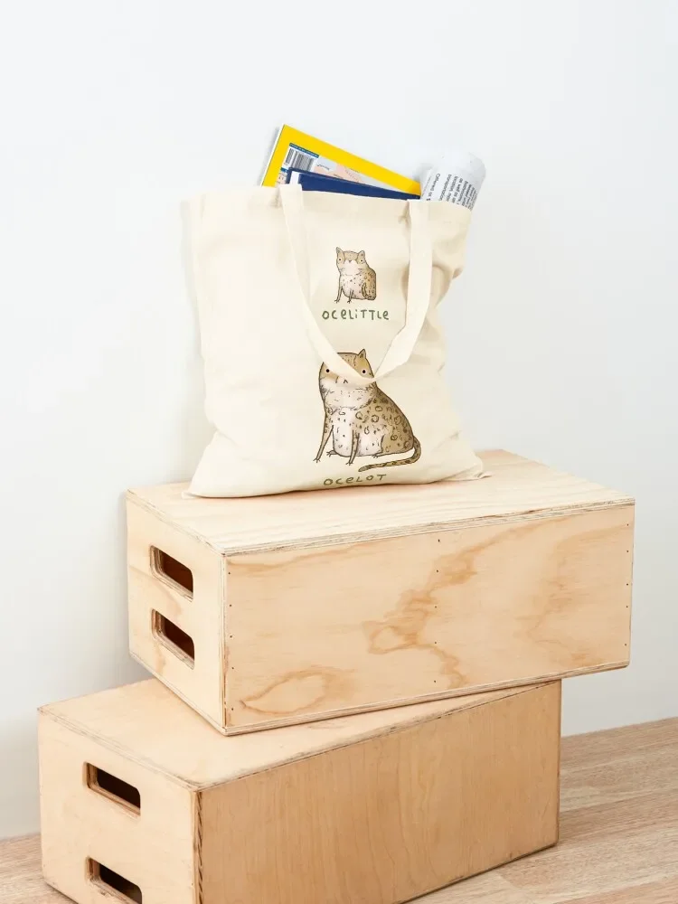 Ocelittle Ocelot حمل حقيبة قماش مخصصة حقيبة حمل شخصية أكياس التوصيل المجاني قماش الكتف