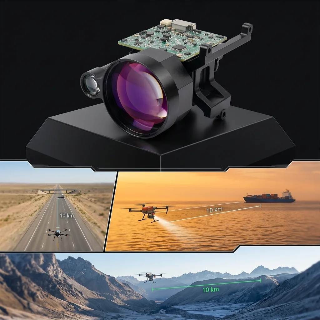 ETYS-10KX 0.4mrad 10HZ 1535nm TTL 2m Measure Accuracy 10 Km Laser Range Finder Module On
