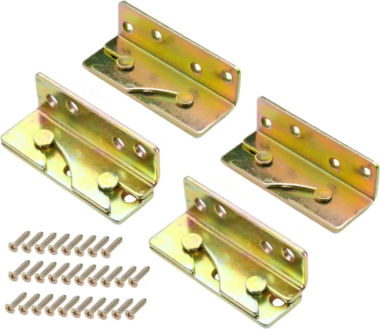 

Bed Rail Brackets - Heavy Duty Non-Mortise Set Of 4 Wooden Brackets With Screws