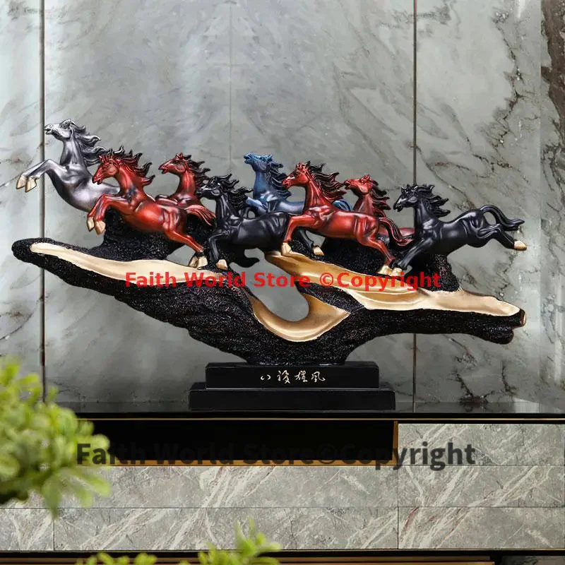 2025 OFFICE Company SHOP Efficacious thriving business Money Drawing Success Good luck 8 RUNNING HORSES FENG SHUI GOOD statue