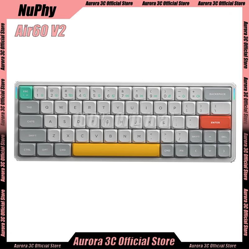 

Новая Механическая клавиатура Nuphy Air60 V2, низкопрофильная Беспроводная Bluetooth клавиатура, бесшумная, 3 режима, игровые офисные клавиатуры для Macbook