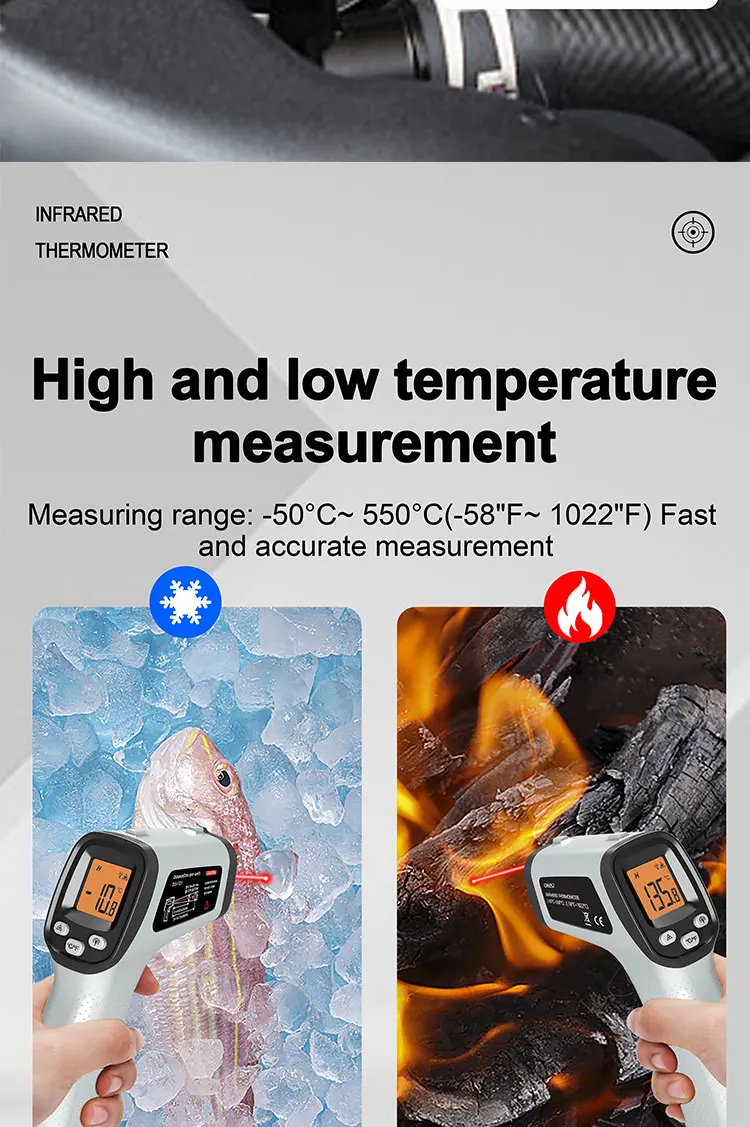 Berührungsloses Infrarot-Thermometer, tragbares industrielles, hochpräzises elektronisches Temperaturmessgerät XC6052 – Detail 5