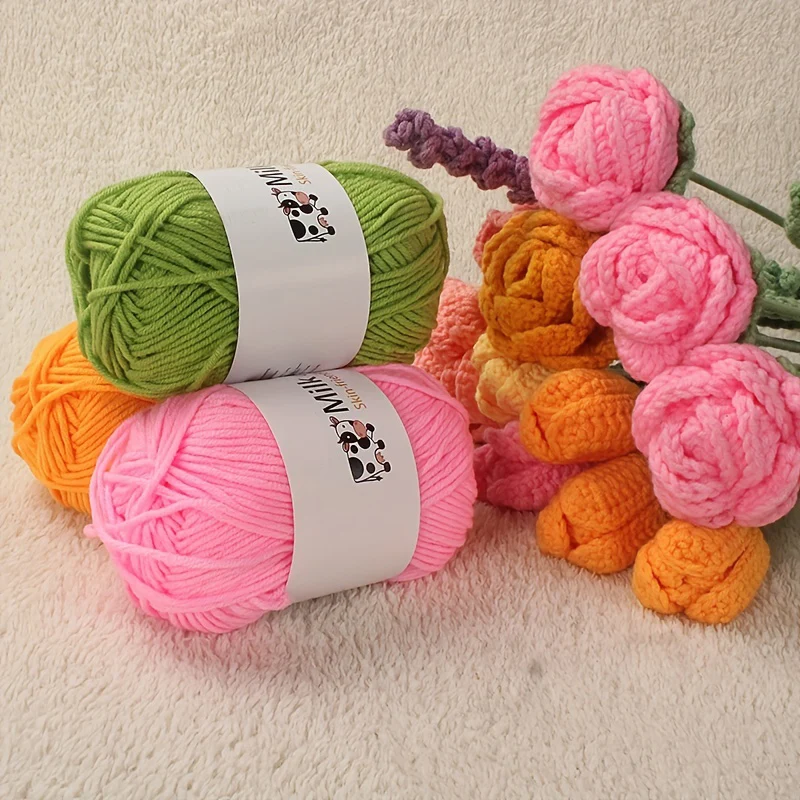 150g 5-strand Milk Yarn Handmade Medium Thick DIY Woven Doll Sweater Flower Hat Scarf Yarn Ball