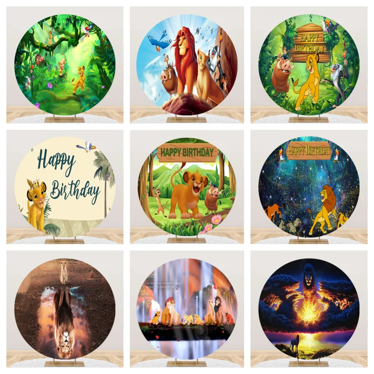 Disney The Lion King Simba Round Background Birthday Party Circle Backdrops Children's Decoration Wedding Photozone Covers