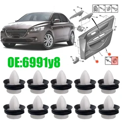 10PCS Door Interior Panel Card Trim Clips Mounting Retainer Fasteners Rivets For Peugeot 306 307 308 508 3008 4008 White 6991Y8