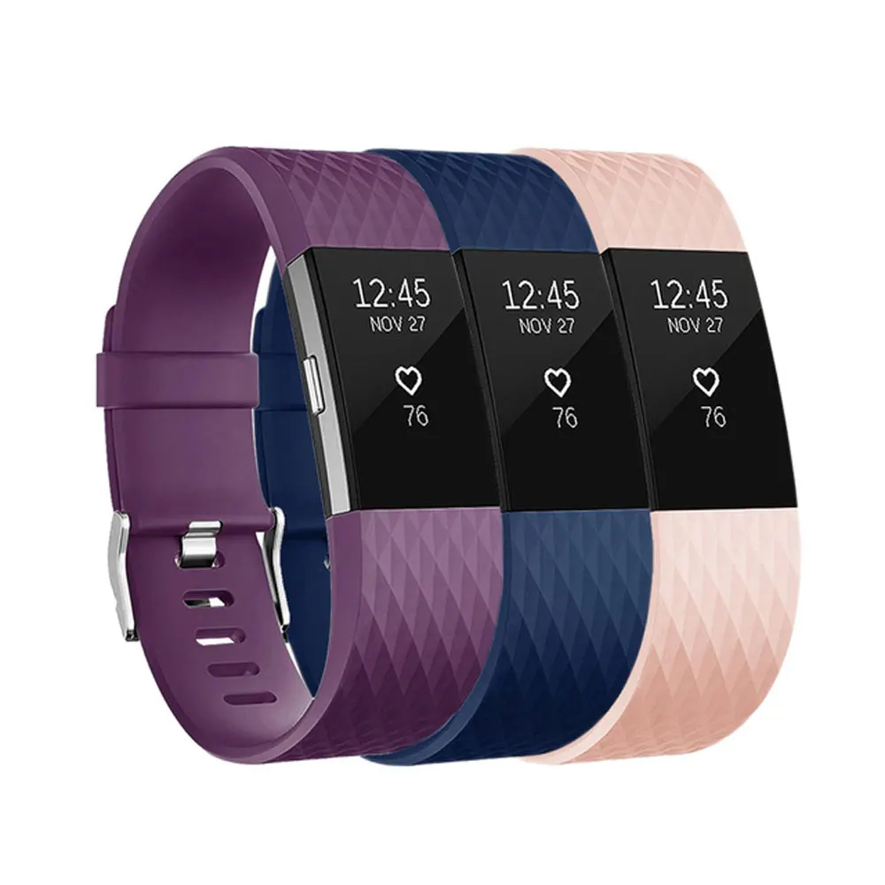 3 قطع من حزام ساعة TPU الناعم لساعة Fitbit Charge 2 سوار معصم بديل لملحقات حزام Fitbit Charge2
