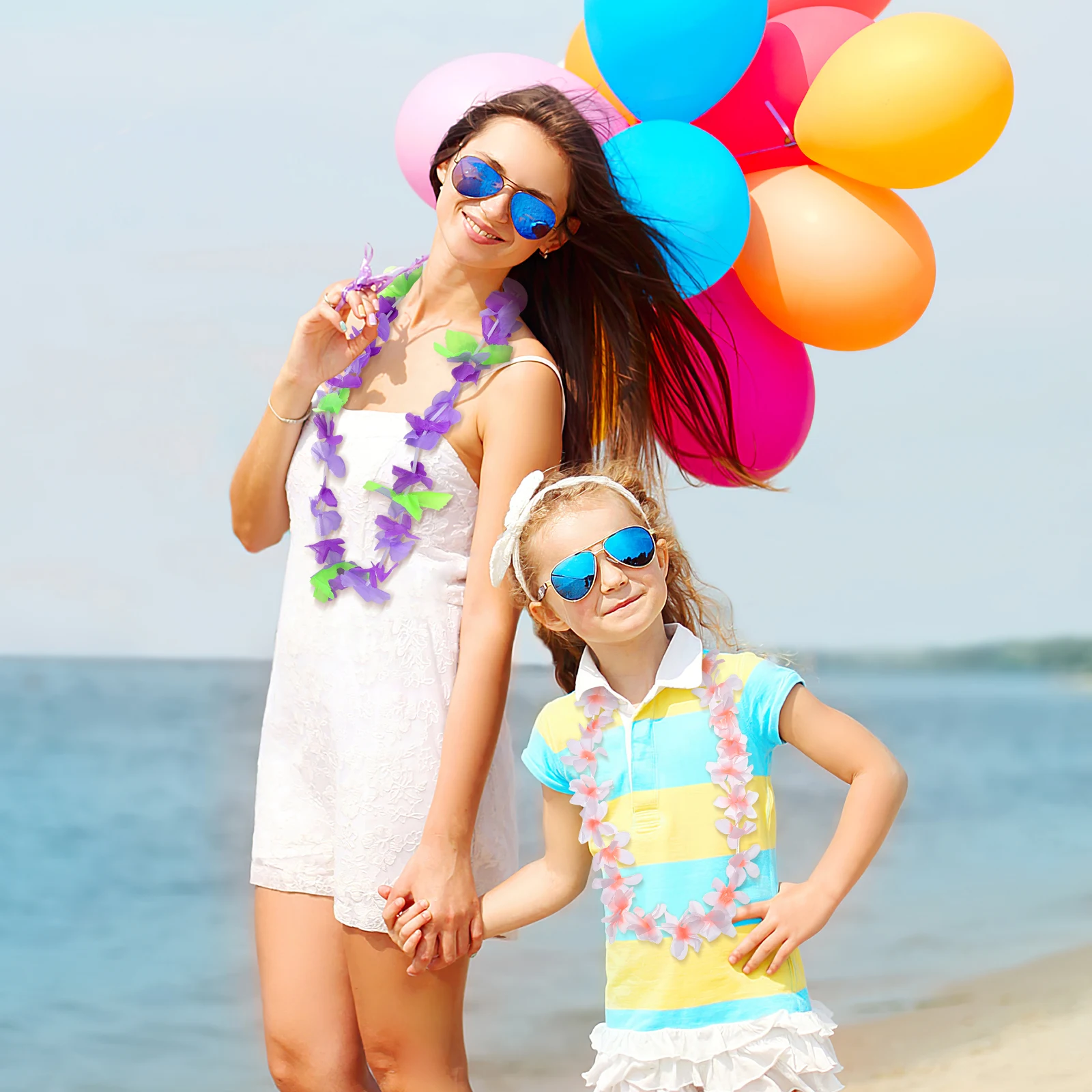 

36PCS Hawaii Leis Garland Set Large Size Realistic Floral Neck Wreath Artificial Flowers Party Favors Lightweight Comfortable